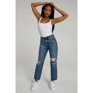 Good American Distressed Good Vintage Straight Leg Ankle Jeans Size 4/27 NWT
